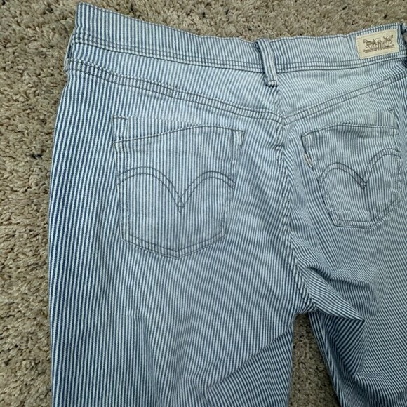 LEVI'S WOMEN'S SHORTS STRIPED BLUE WHITE SIZE 6 COTTON BLEND Stretch White Tab - Picture 10 of 15